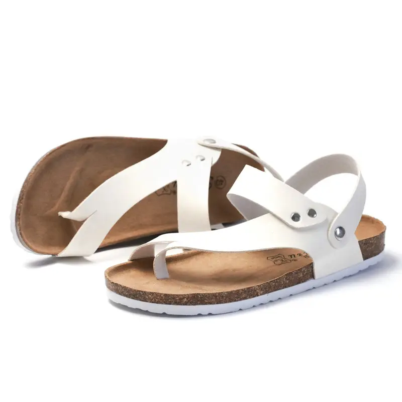 Men's White Cork Strap Sandals Summer