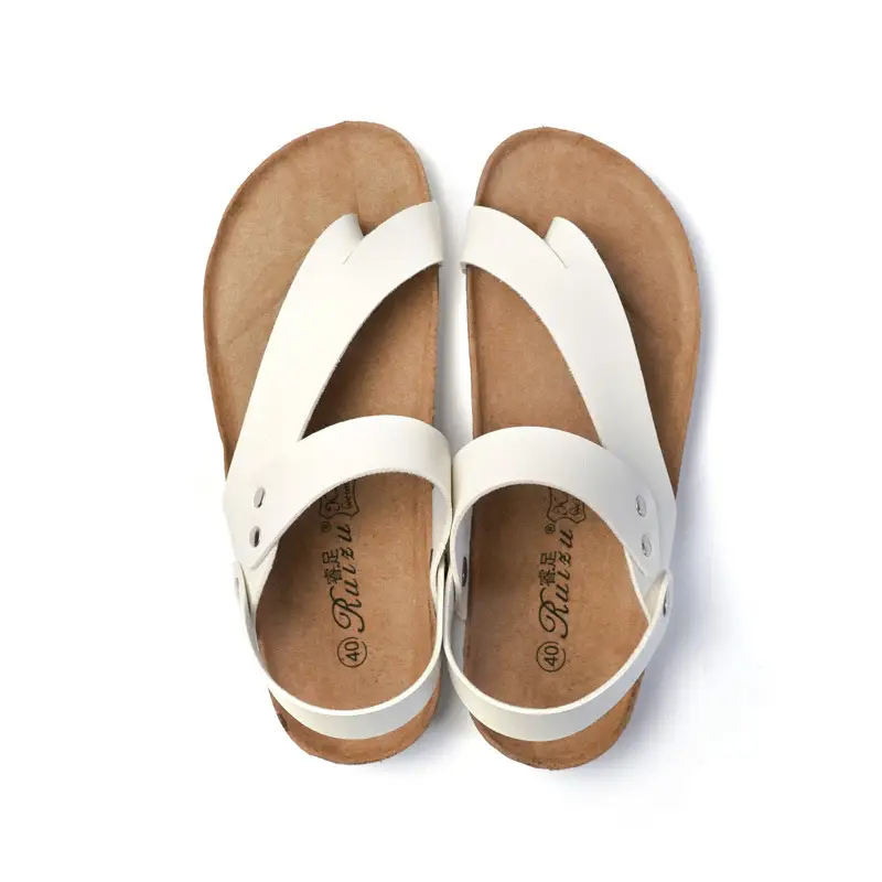 Men's White Cork Strap Sandals Summer