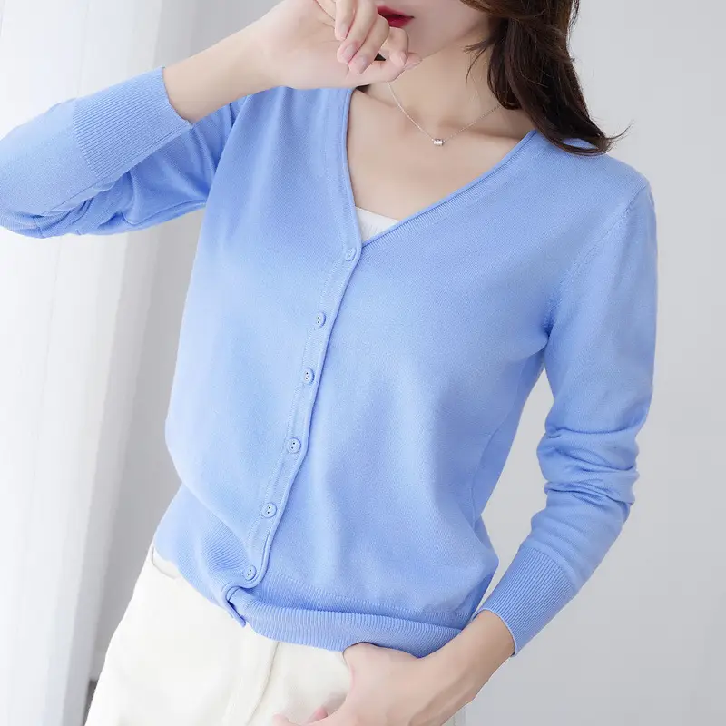 Red Knitted Cardigan for Women Large - Image 18