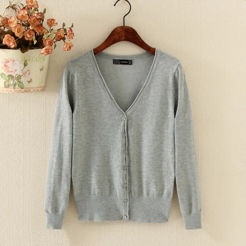 Red Knitted Cardigan for Women Large — feature 26