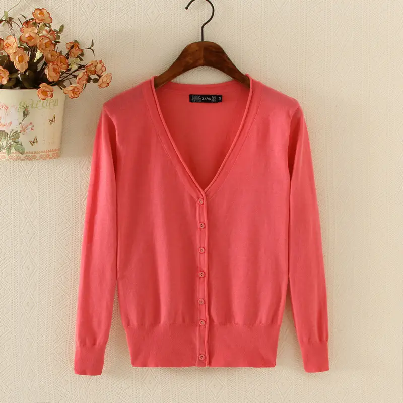 Red Knitted Cardigan for Women Large — feature 30