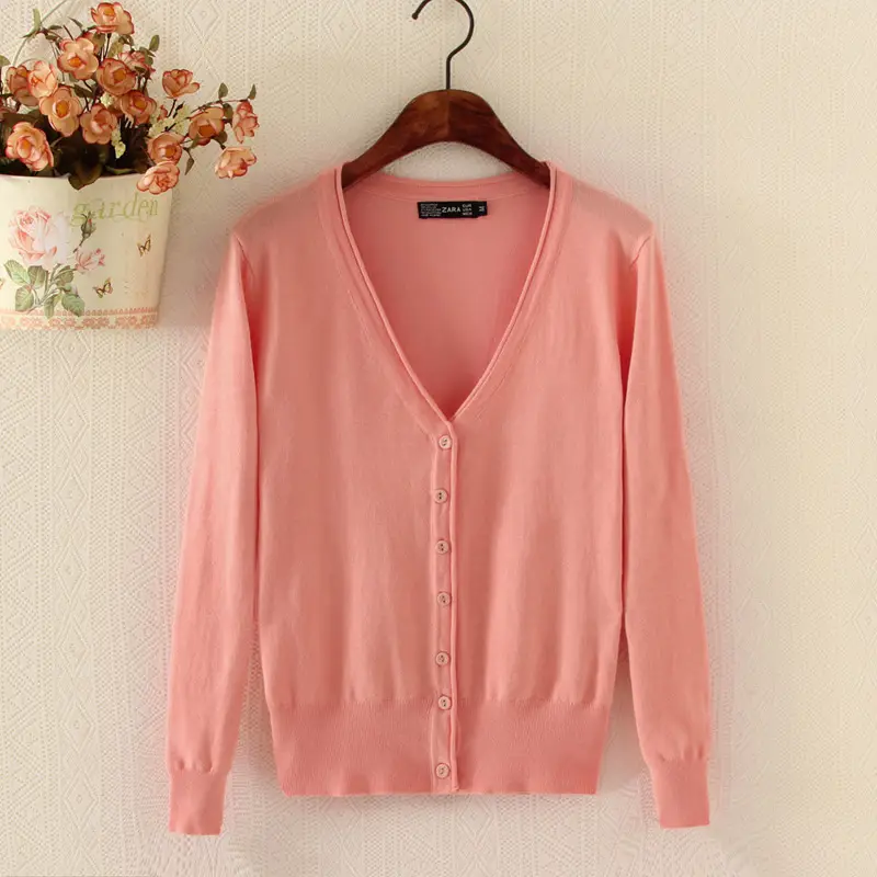 Red Knitted Cardigan for Women Large — feature 31