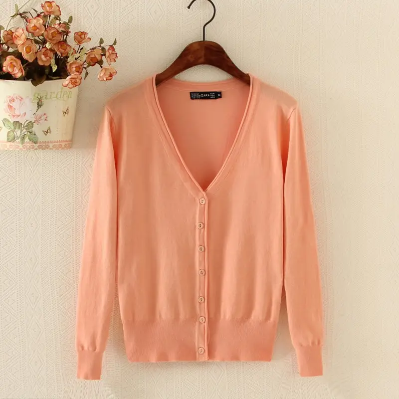 Red Knitted Cardigan for Women Large — feature 32