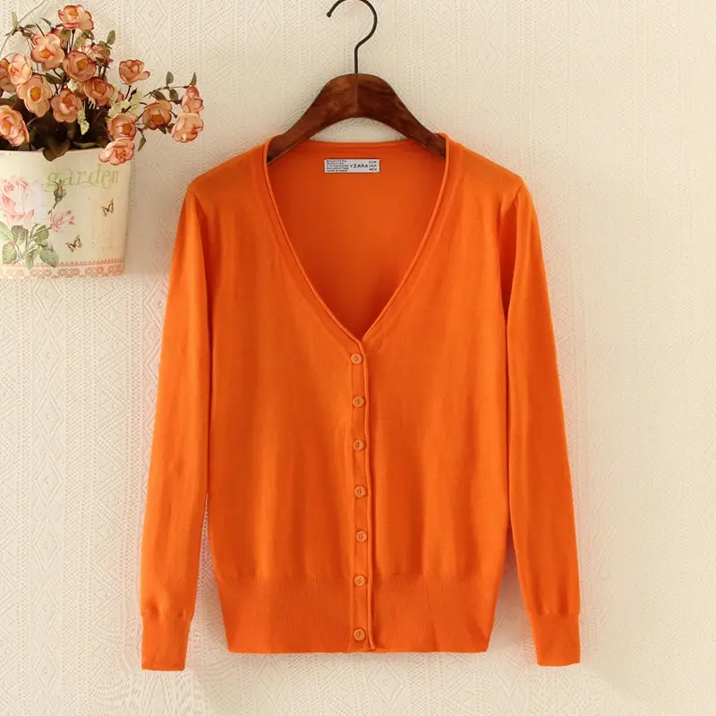 Red Knitted Cardigan for Women Large — feature 35