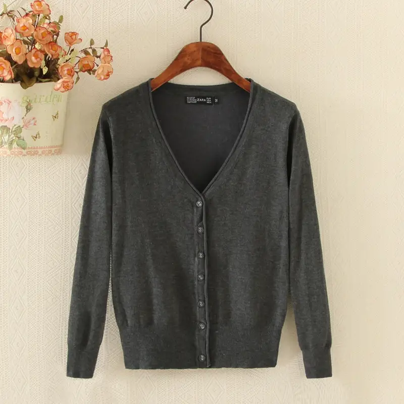 Red Knitted Cardigan for Women Large — feature 36