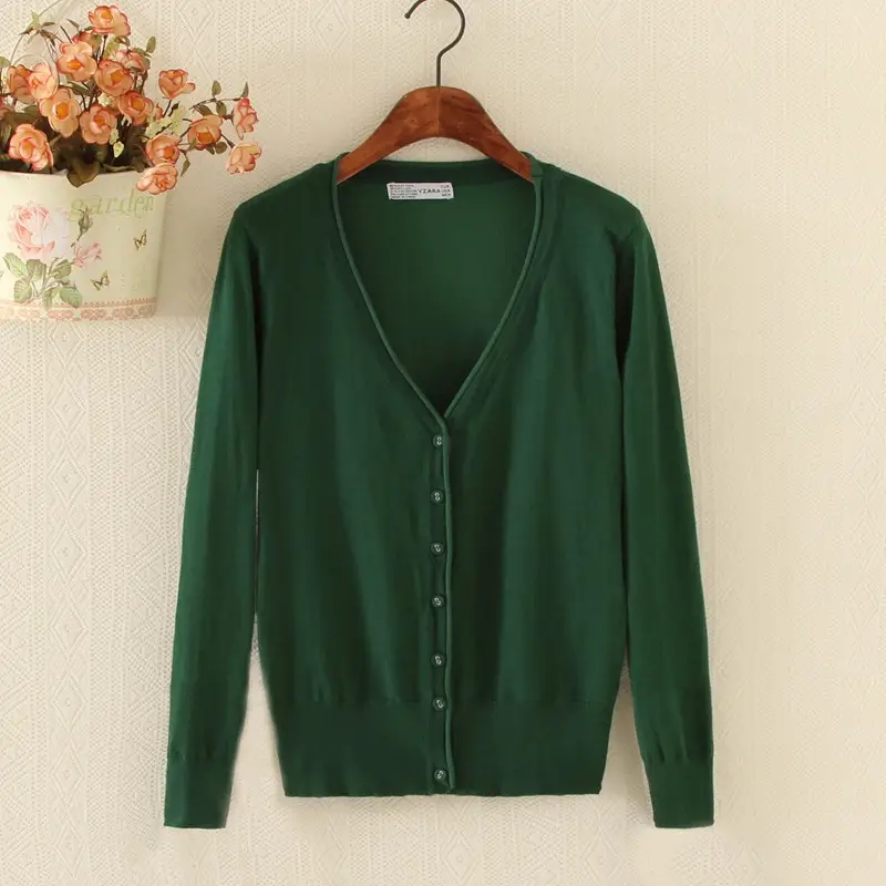 Red Knitted Cardigan for Women Large - Image 13