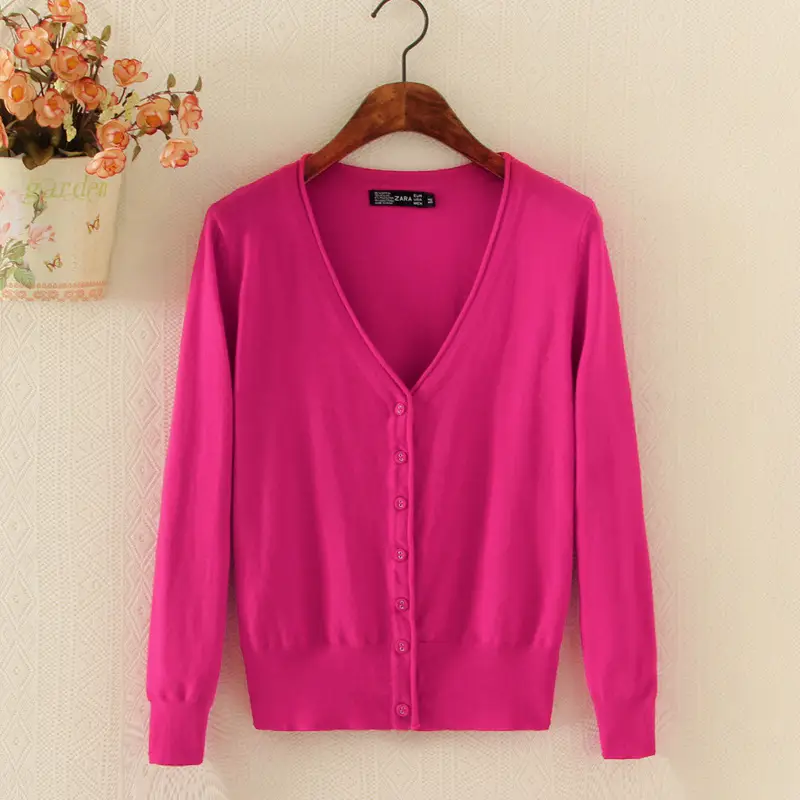 Red Knitted Cardigan for Women Large - Image 8