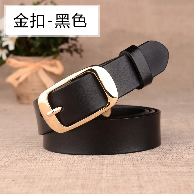 Women's Genuine Leather Pin Buckle Belt Red Brown