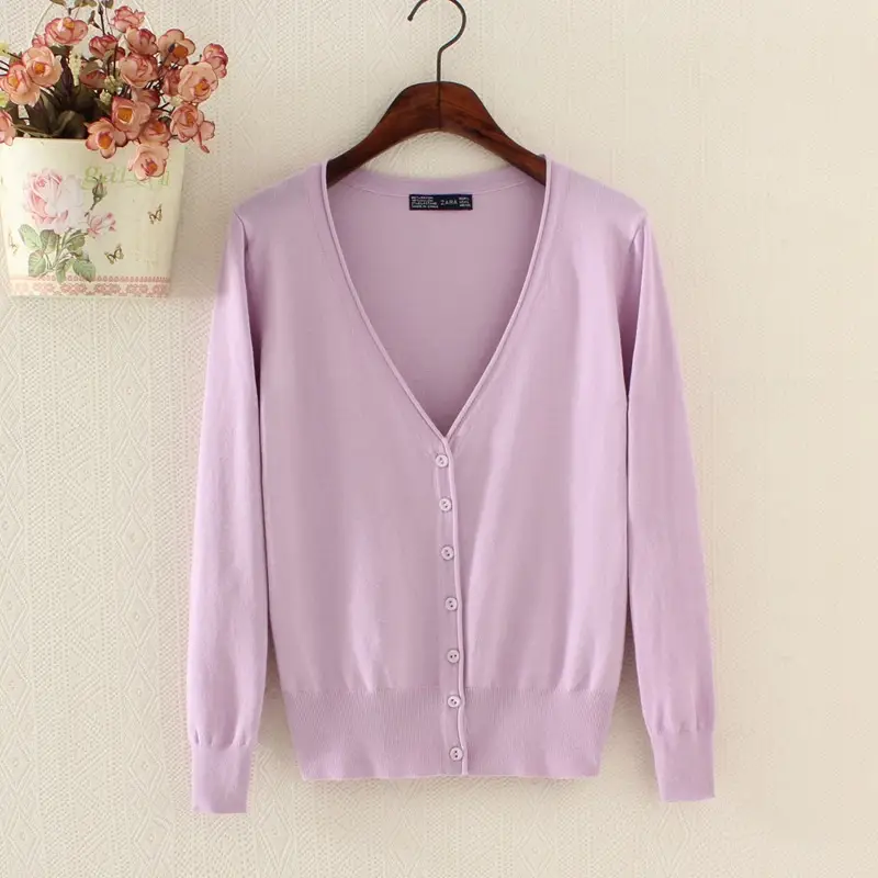 Korean-style Women's V-Neck Knitted Cardigan Large - Image 13
