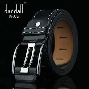 Men's Brown Leather Belt with Rivet Buckle Detail — feature 13