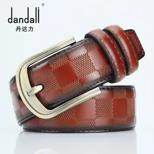 Men's Brown Leather Belt with Rivet Buckle Detail — feature 15