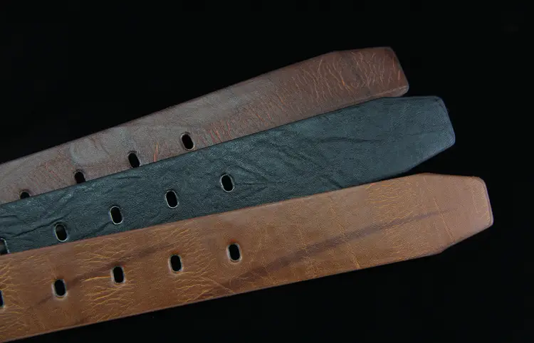 Men's Brown Leather Belt with Rivet Buckle Detail — feature 46