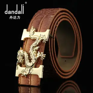 Men's Brown Leather Belt with Rivet Buckle Detail — feature 6