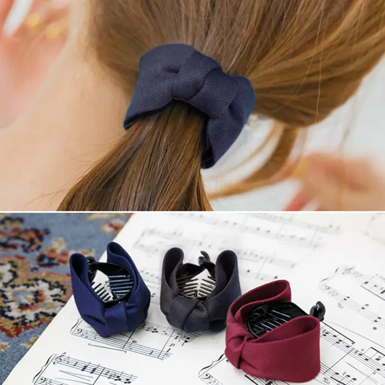 Korean Style Hair Clips - Blue, Black, Maroon Small Bow Clips - Image 4