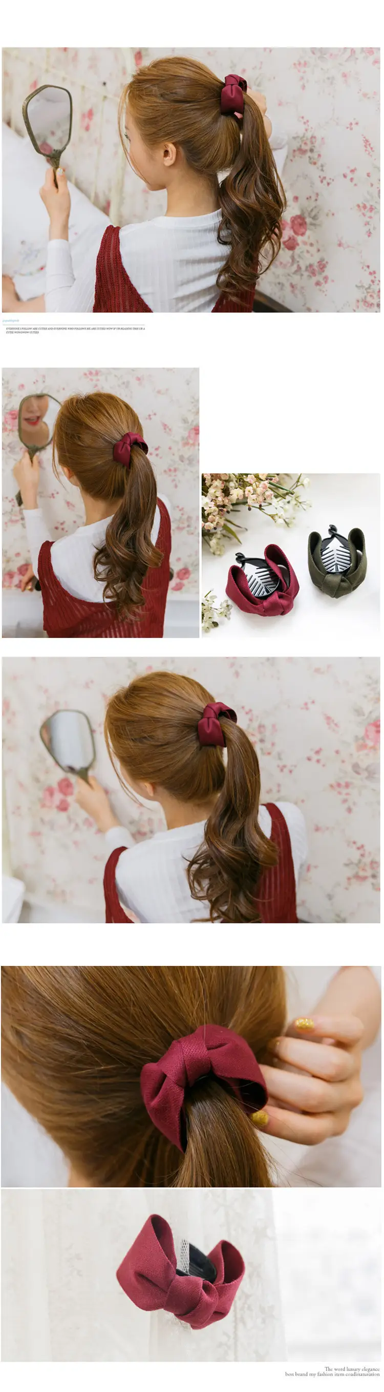 Korean Style Hair Clips - Blue, Black, Maroon Small Bow Clips — feature 1