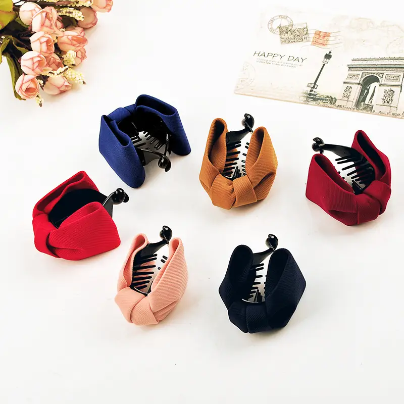 Korean Style Hair Clips - Blue, Black, Maroon Small Bow Clips — feature 13