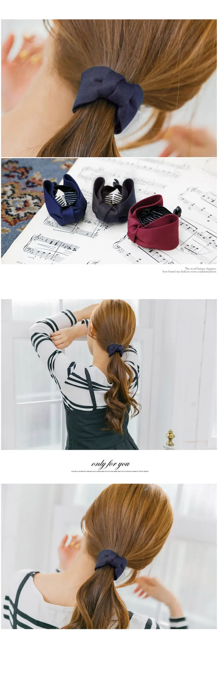 Korean Style Hair Clips - Blue, Black, Maroon Small Bow Clips — feature 2