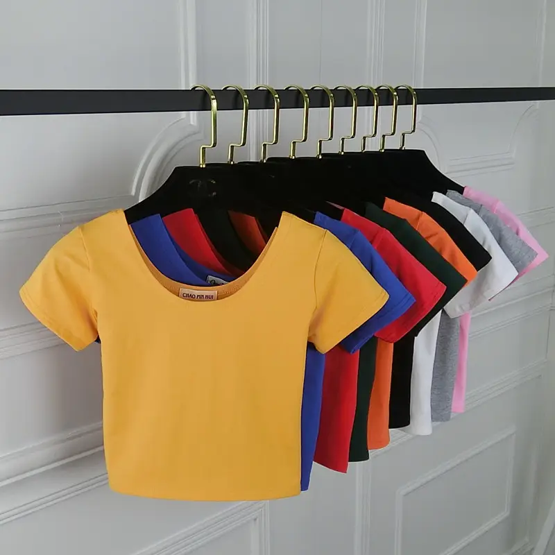Korean Style Yellow Navel Baring T-Shirt - Image 15