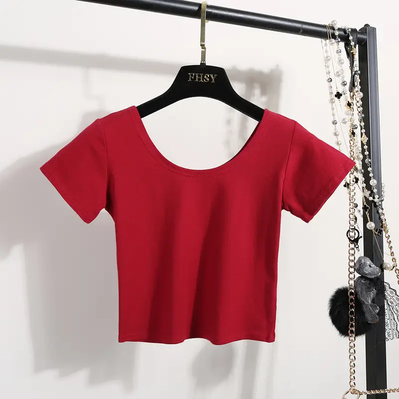 Korean Style Yellow Navel Baring T-Shirt - Image 18