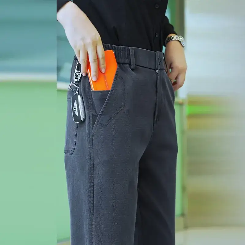 Men Dark Blue Straight Leg Casual Pants 2025 - Image 6