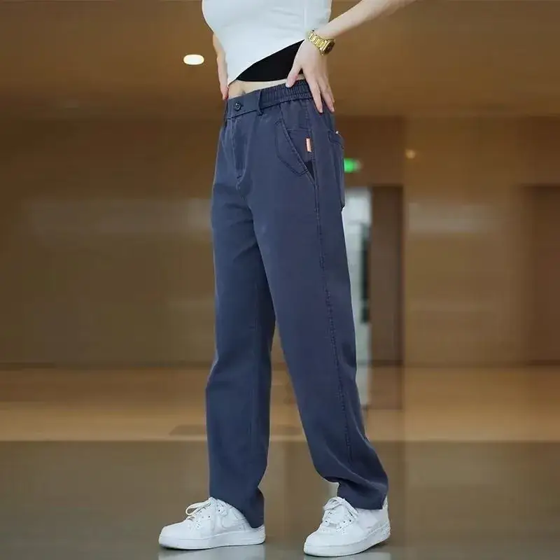 Men Dark Blue Straight Leg Casual Pants 2025 - Image 4