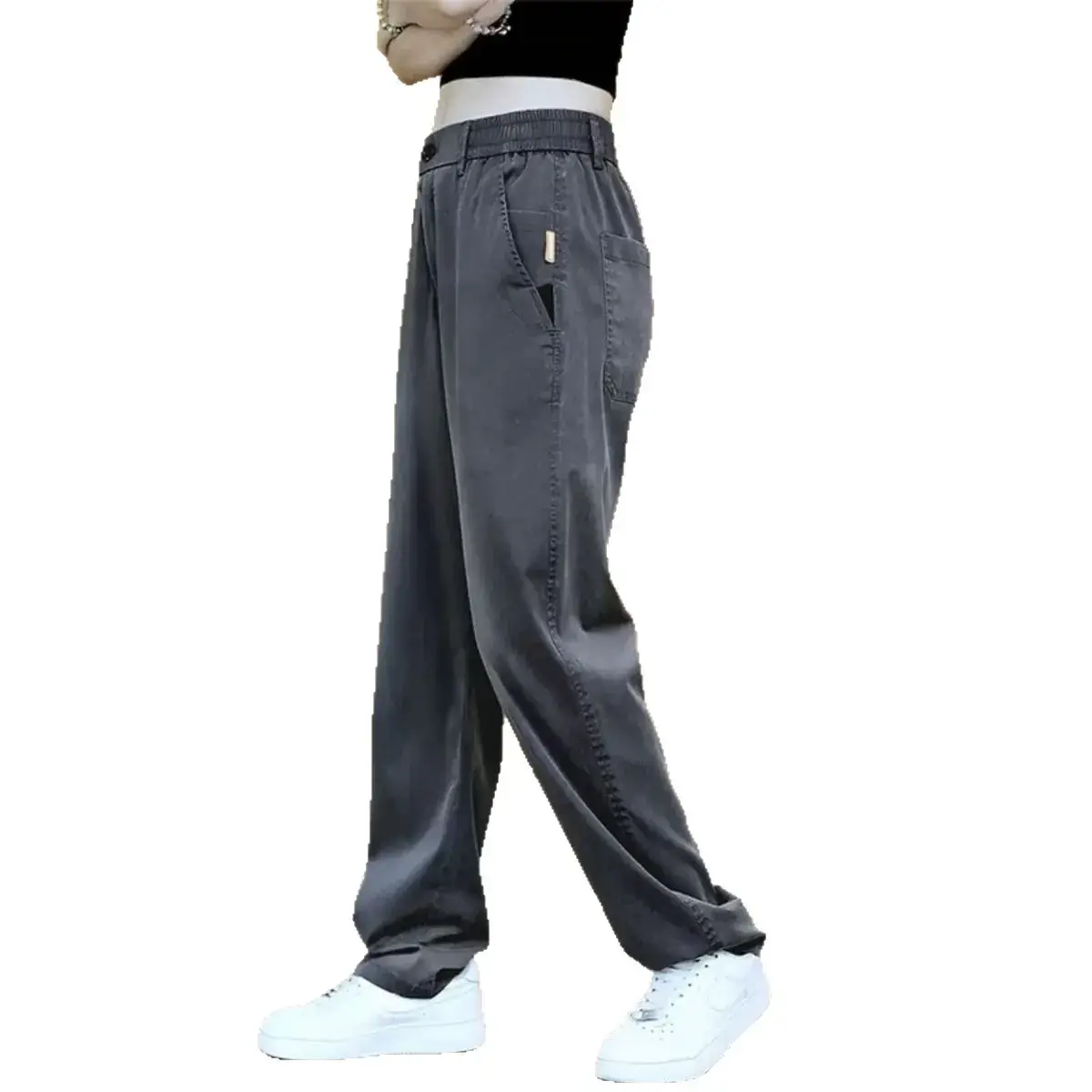 Men Dark Blue Straight Leg Casual Pants 2025 - Image 8