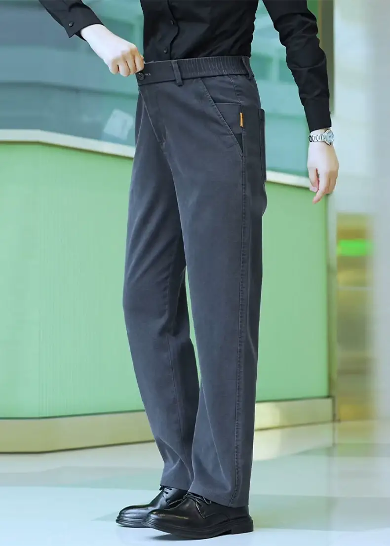 Men Dark Blue Straight Leg Casual Pants 2025 — feature 10
