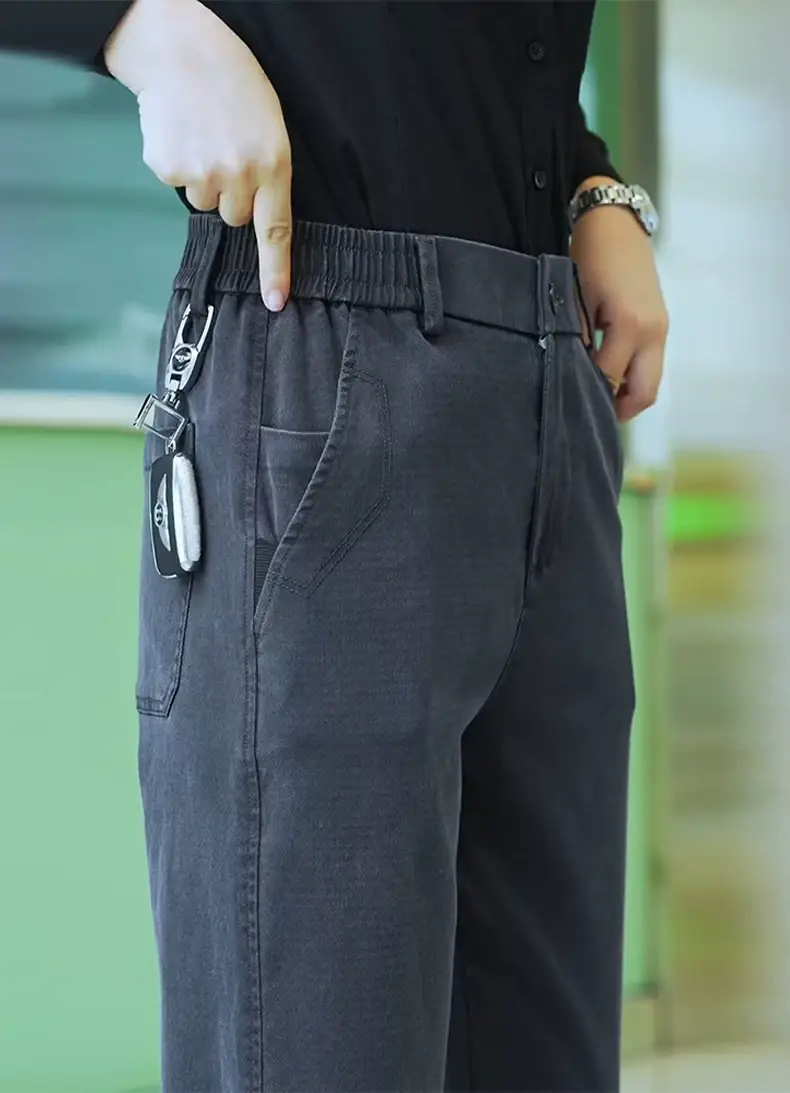 Men Dark Blue Straight Leg Casual Pants 2025 — feature 3