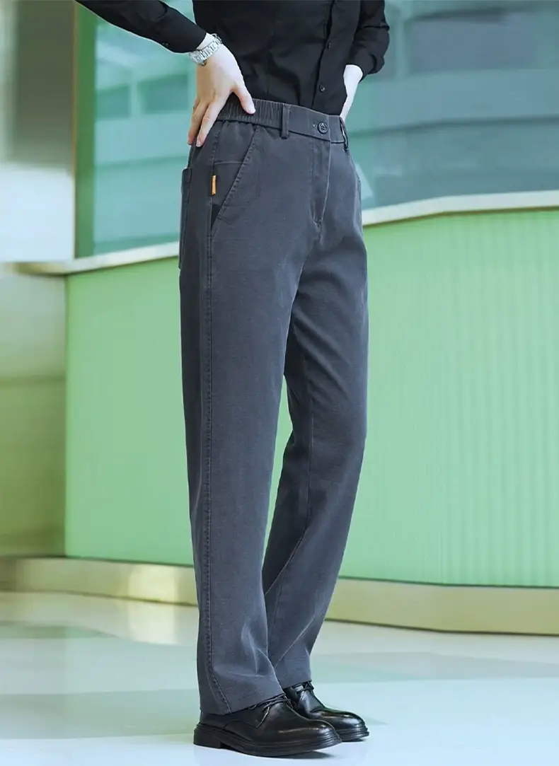 Men Dark Blue Straight Leg Casual Pants 2025 — feature 9