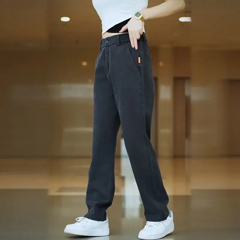 Men Dark Blue Straight Leg Casual Pants 2025 - Image 2