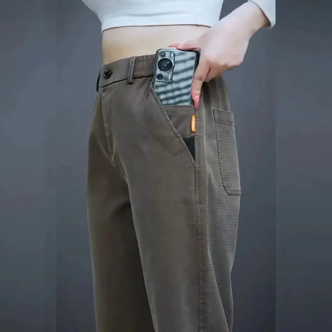 Men Dark Blue Straight Leg Casual Pants 2025 - Image 3