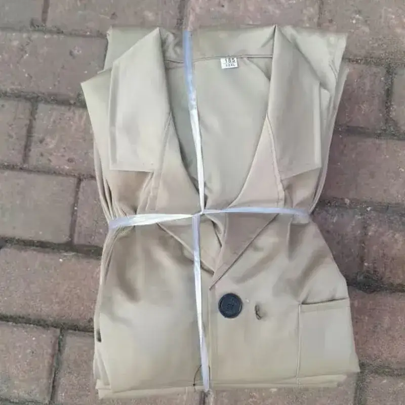 Men's Long Sleeve Work Suit Beige with Button - Image 5