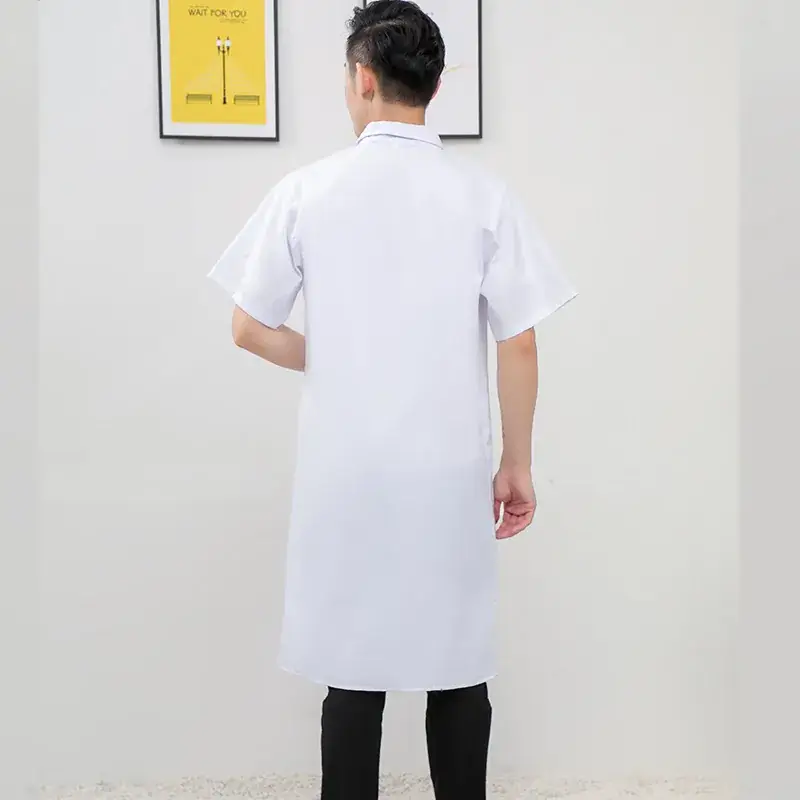 White Half Sleeve Dacron Lab Coat for Men Women - Image 3