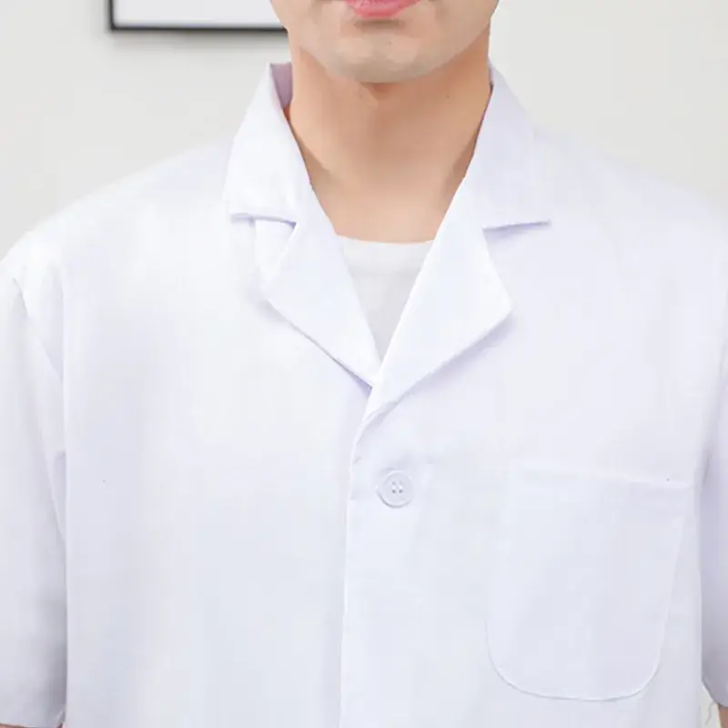 White Half Sleeve Dacron Lab Coat for Men Women - Image 4