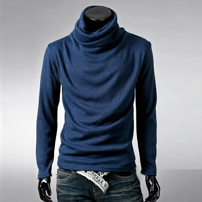 2025 Men Black Turtleneck Slim Fit Long Sleeve - Image 3