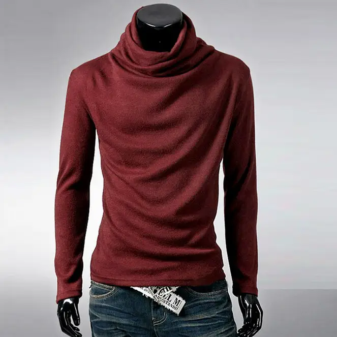 2025 Men Black Turtleneck Slim Fit Long Sleeve - Image 4