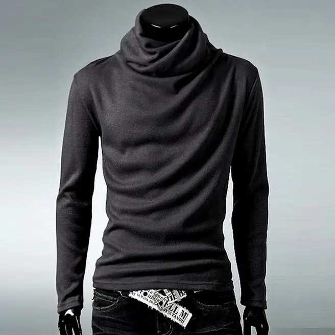 2025 Men Black Turtleneck Slim Fit Long Sleeve - Image 6