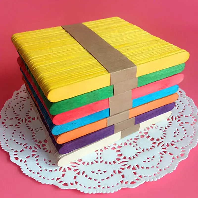 Spliced Wooden Stick Toys 114*10*2 Ice Cream Stick Round Wooden Stick Small Wooden Stick Handmade Splicing Wholesale Creative