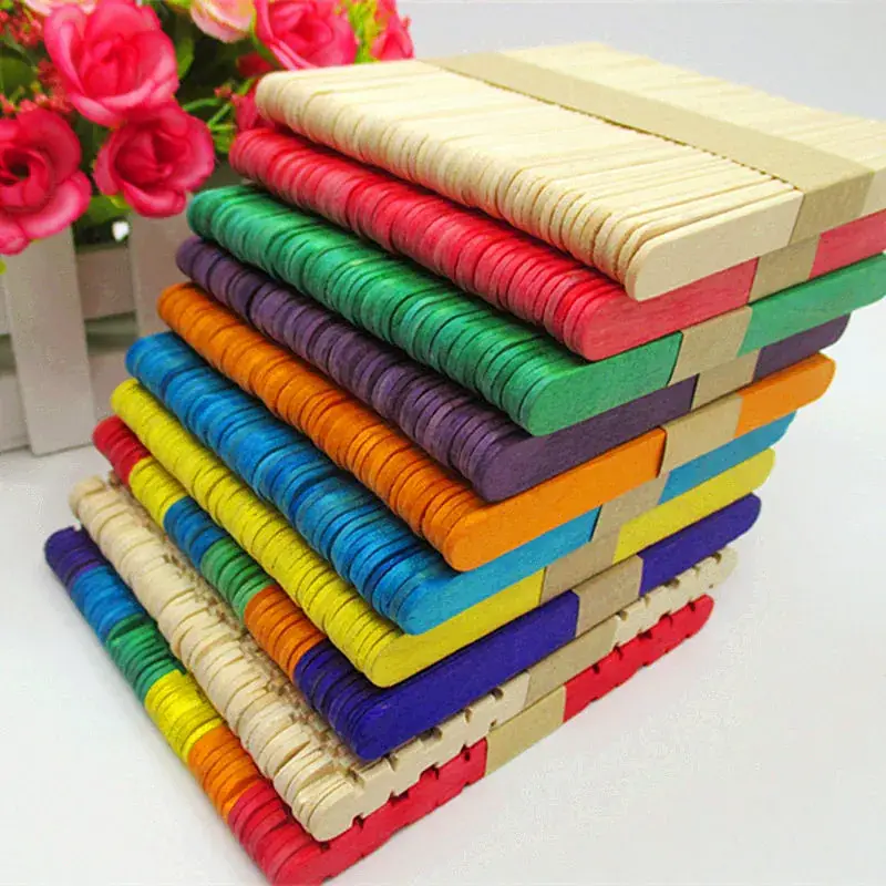 Spliced Wooden Stick Toys 114*10*2 Ice Cream Stick Round Wooden Stick Small Wooden Stick Handmade Splicing Wholesale Creative