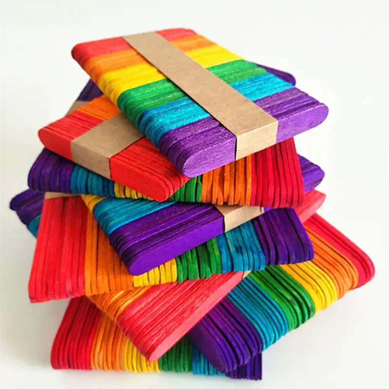Spliced Wooden Stick Toys 114*10*2 Ice Cream Stick Round Wooden Stick Small Wooden Stick Handmade Splicing Wholesale Creative