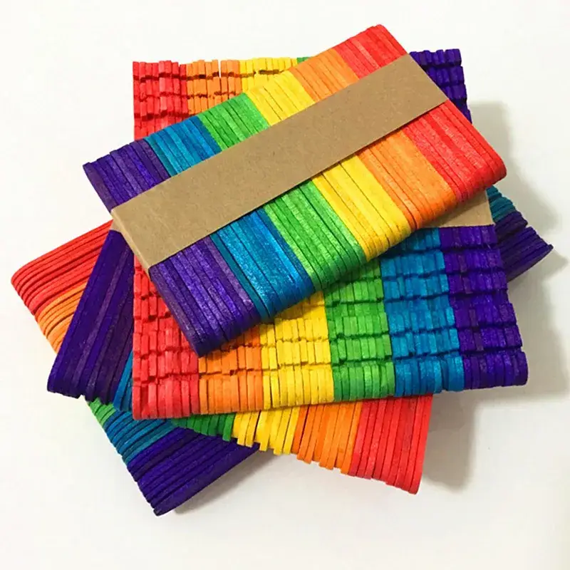 Spliced Wooden Stick Toys 114*10*2 Ice Cream Stick Round Wooden Stick Small Wooden Stick Handmade Splicing Wholesale Creative