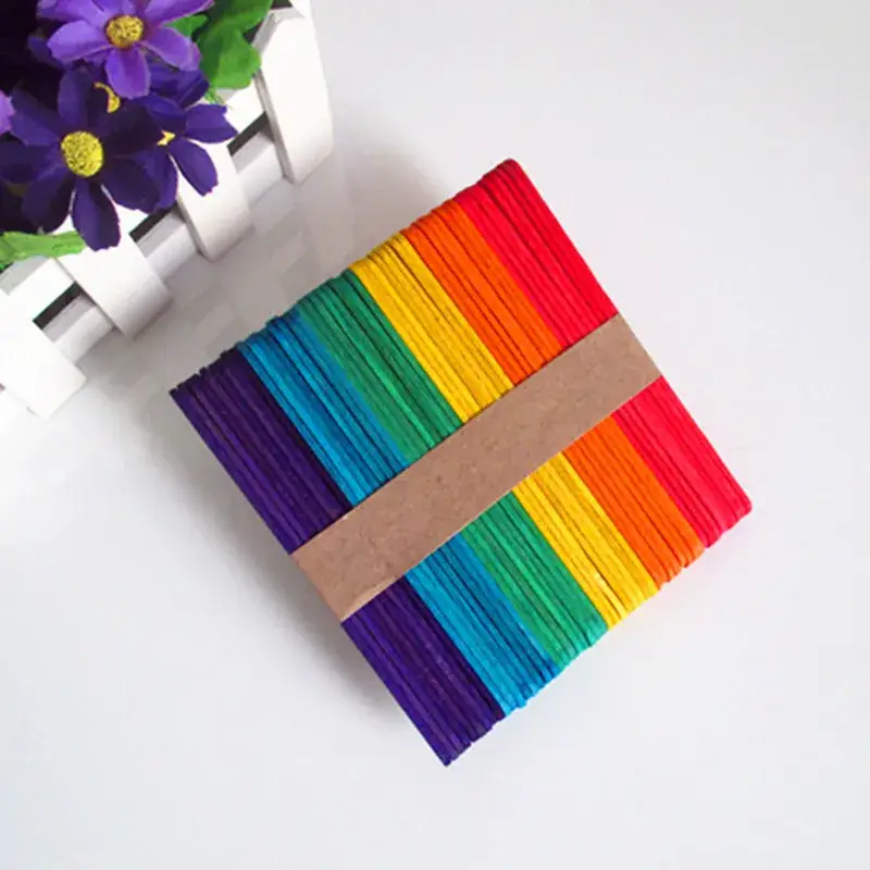 Spliced Wooden Stick Toys 114*10*2 Ice Cream Stick Round Wooden Stick Small Wooden Stick Handmade Splicing Wholesale Creative