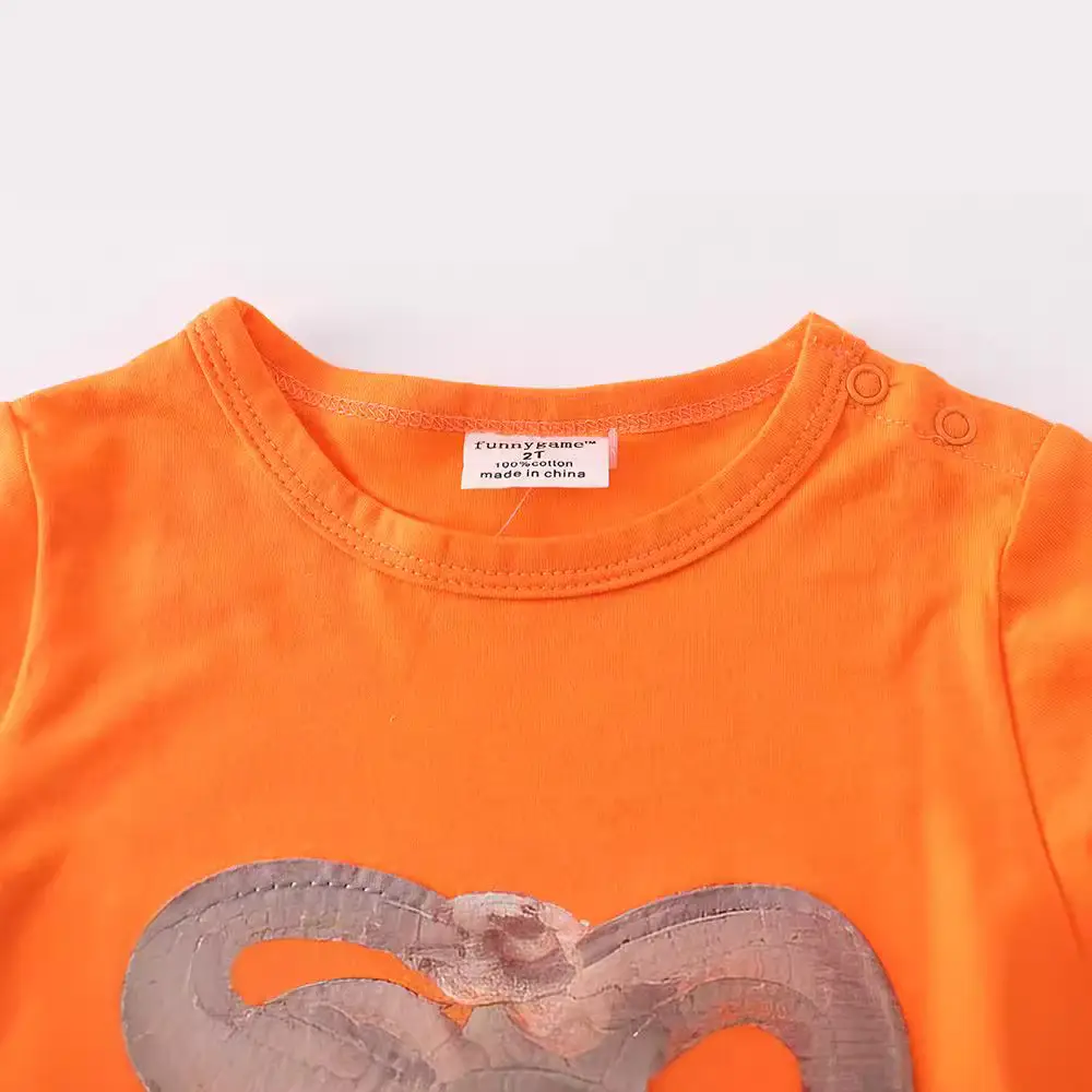 Orange Elephant Print Boys T-Shirt Summer