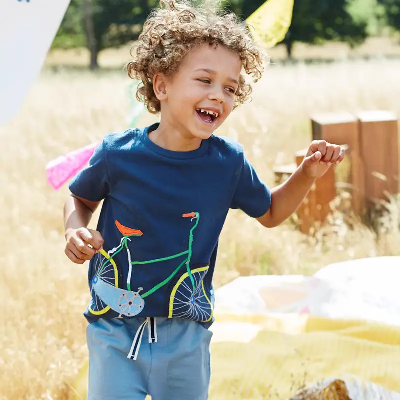 Blue Cotton Short-Sleeve T-Shirt for Boys - Image 2