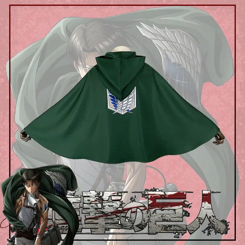 Allen Mikasa Long Cloak Survey Corps Freedom Wing Cosplay Suit Green - Image 3