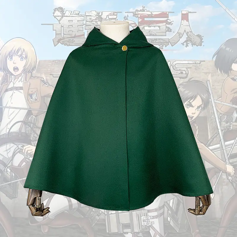 Allen Mikasa Long Cloak Survey Corps Freedom Wing Cosplay Suit Green - Image 4