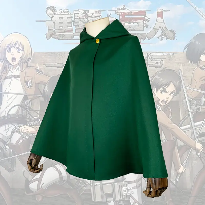 Allen Mikasa Long Cloak Survey Corps Freedom Wing Cosplay Suit Green - Image 5