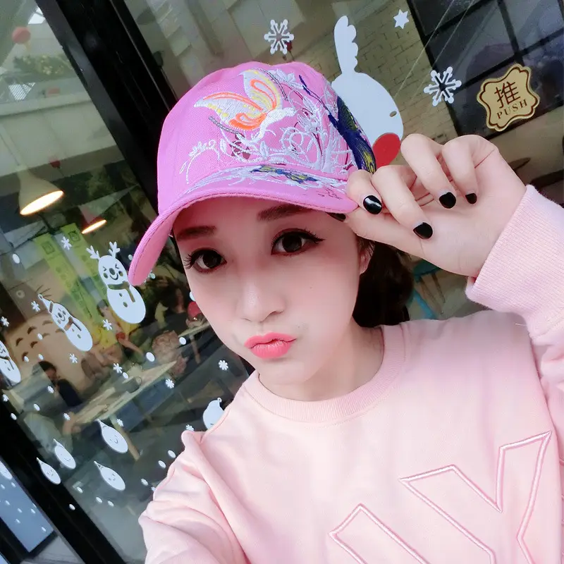 Women Butterfly Embroidered Cap Summer Hat