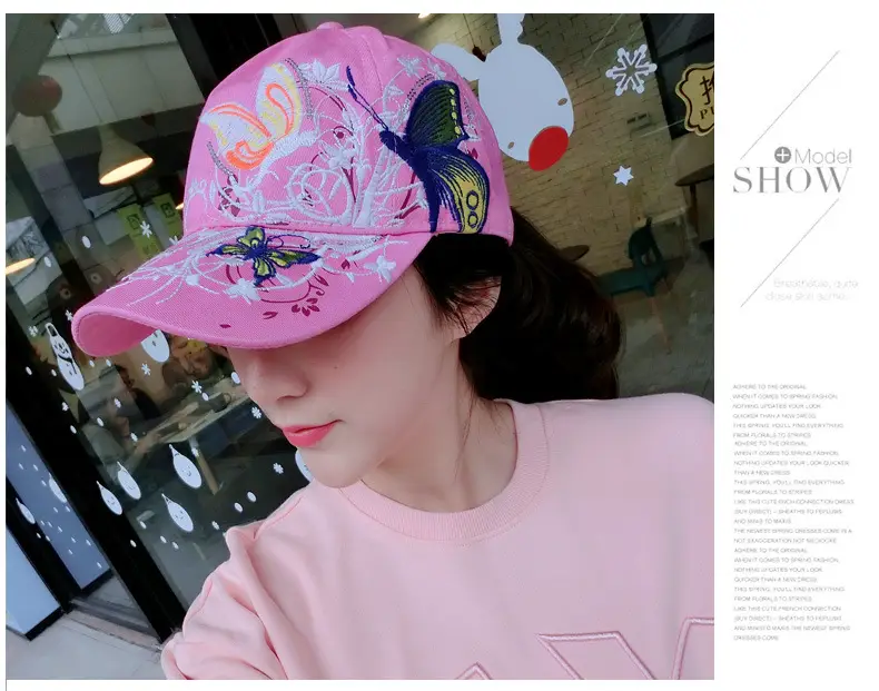Women Butterfly Embroidered Cap Summer Hat — feature 12