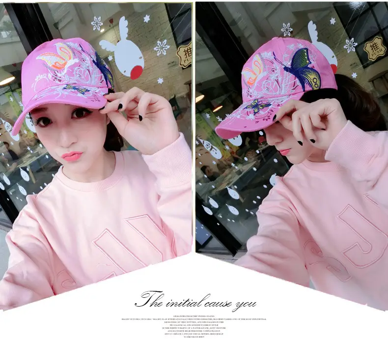 Women Butterfly Embroidered Cap Summer Hat — feature 13